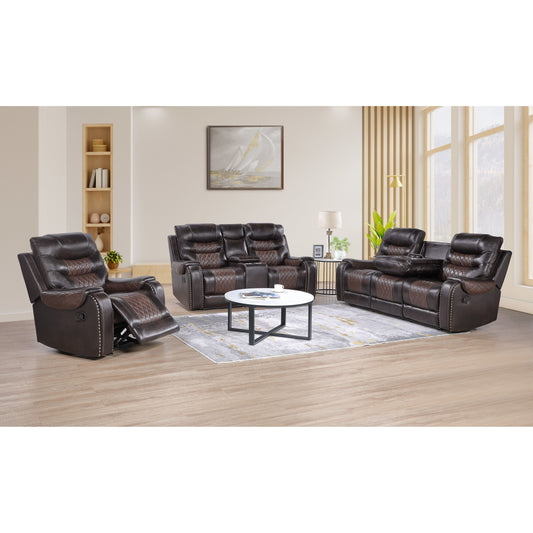 Phoenix II Brown Reclining Living Room Set