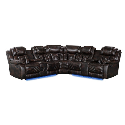 Lucky Charm Sec (Brown) Reclining Sectional