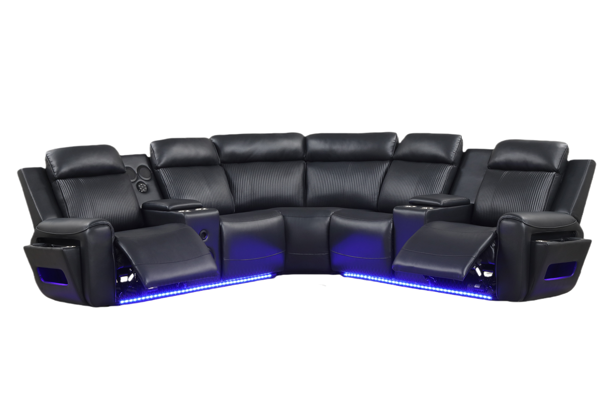 Galaxy Power (Black) Reclining Sectional