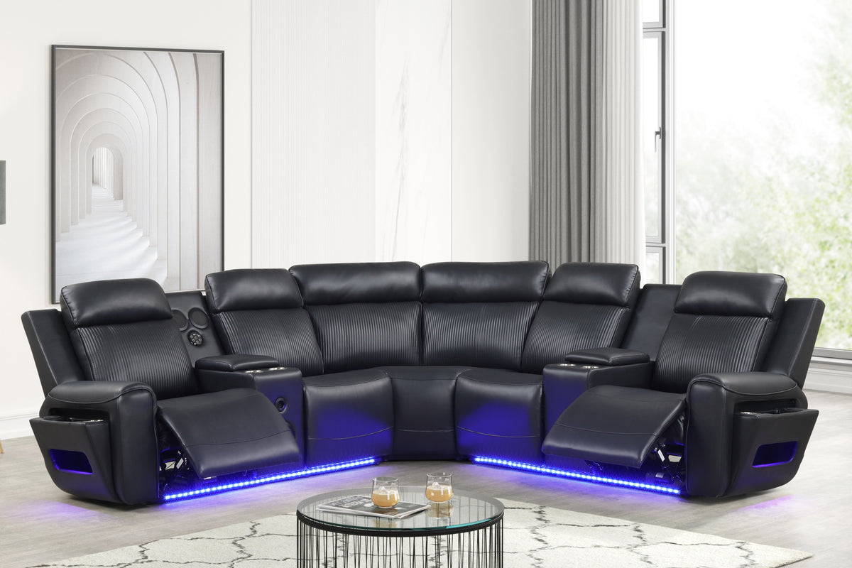Galaxy Power (Black) Reclining Sectional
