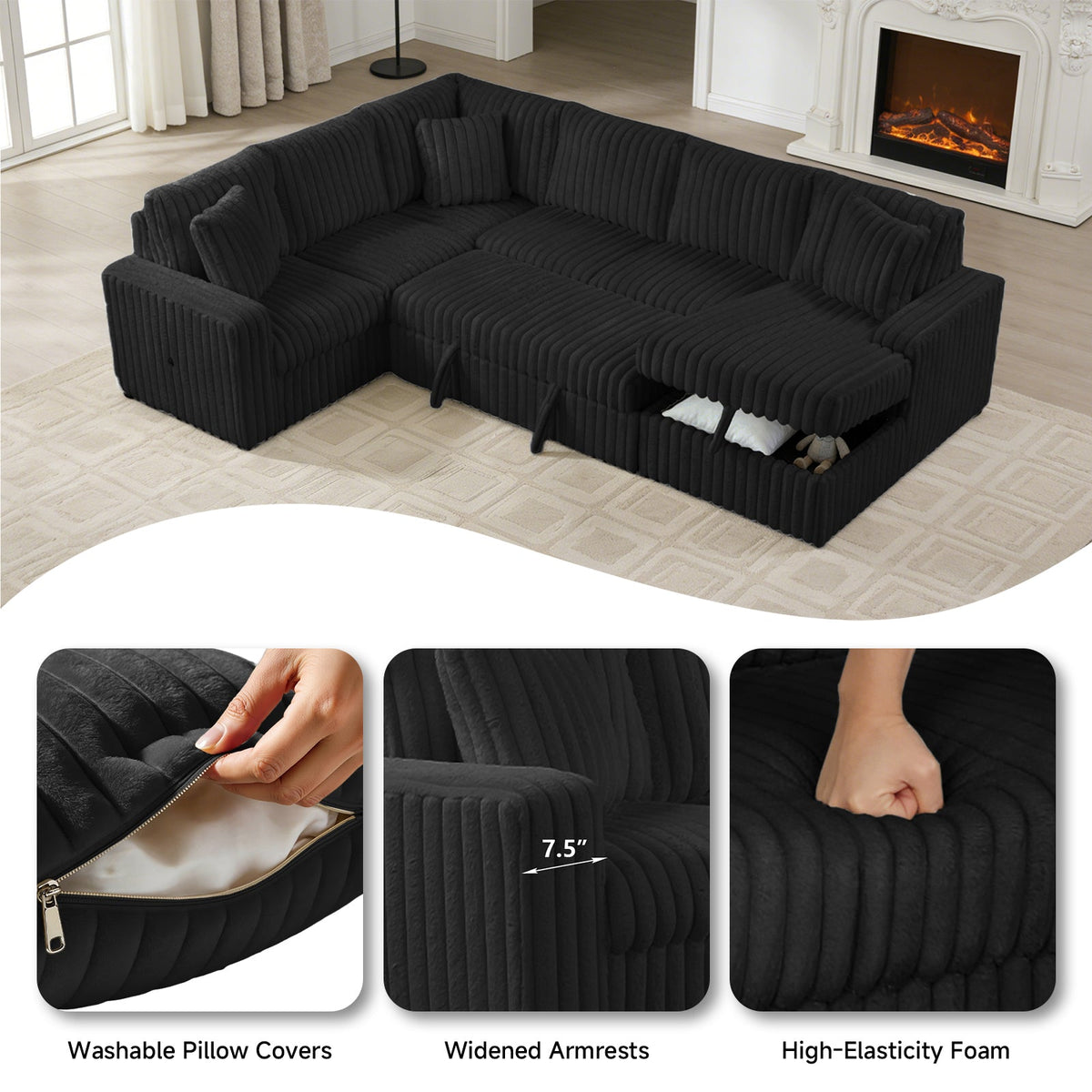 Raha II (Black) Sectional