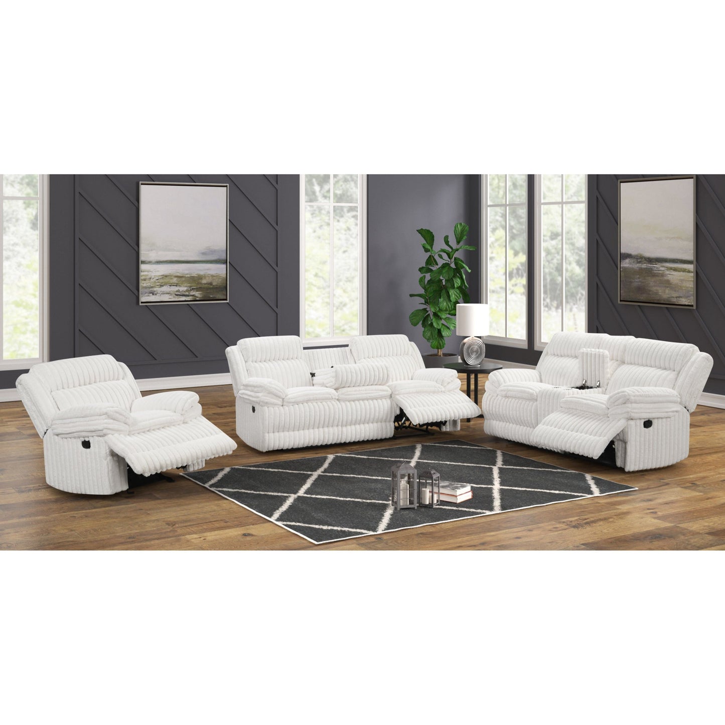Mellow (White) Reclining Living Room Set
