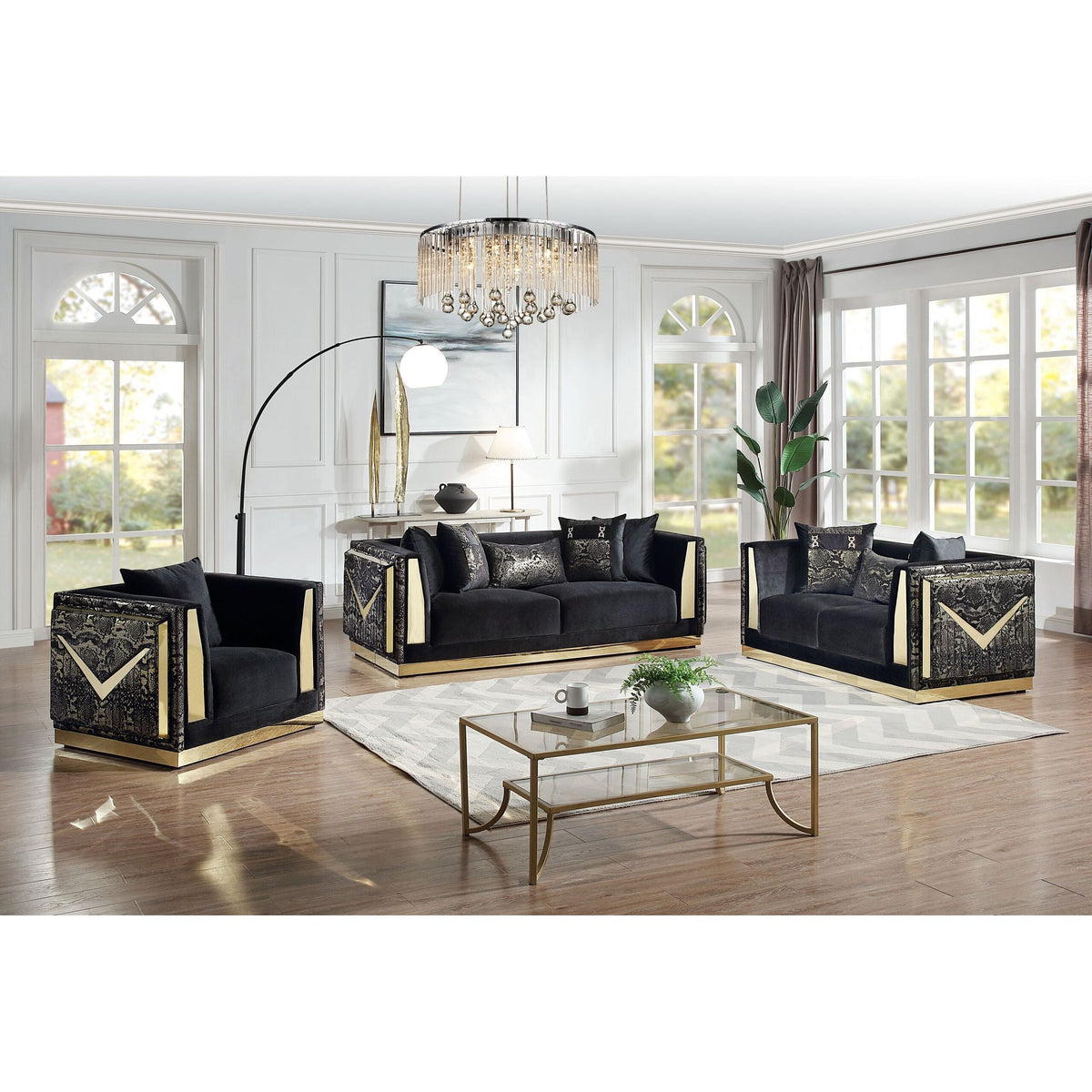 Monaco (Black) Living Room Set