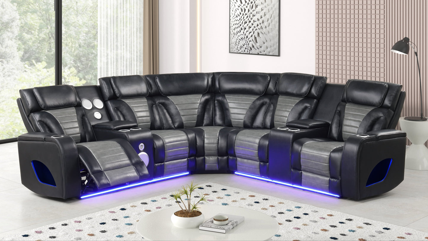 Robin (Black) Reclining Sectional