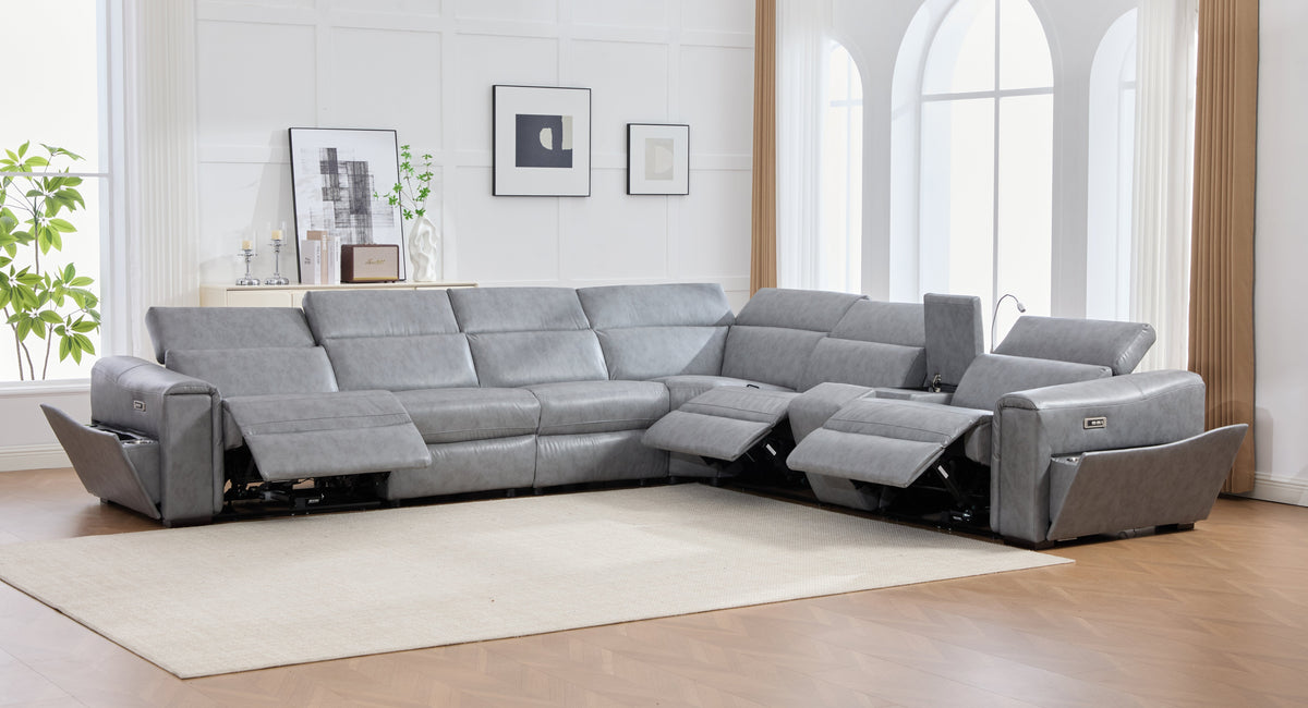 Divani Power (Grey) Reclining Living Room Set