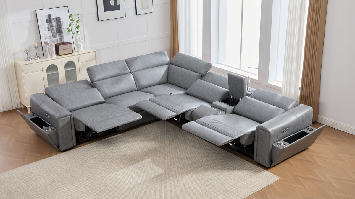 Divani Power (Grey) Reclining Living Room Set