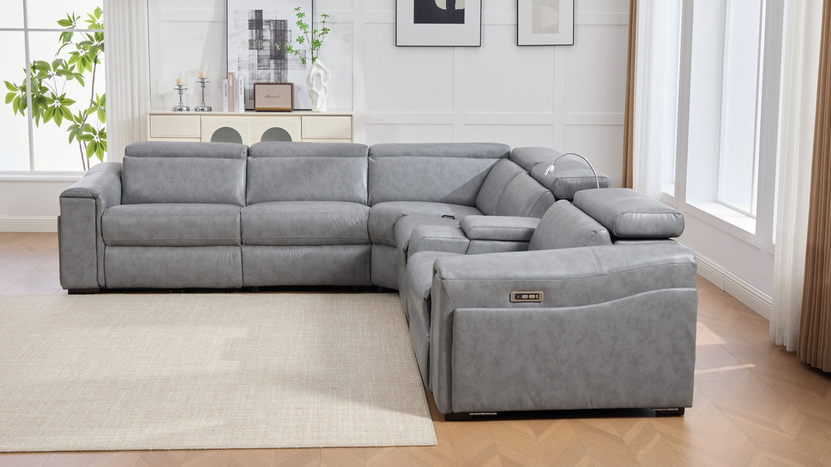 Divani Power (Grey) Reclining Living Room Set