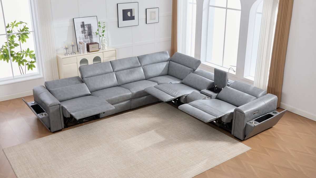 Divani Power (Grey) Reclining Living Room Set
