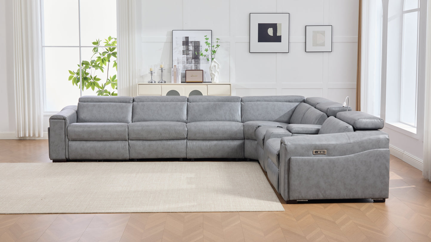 Divani Power (Grey) Reclining Living Room Set