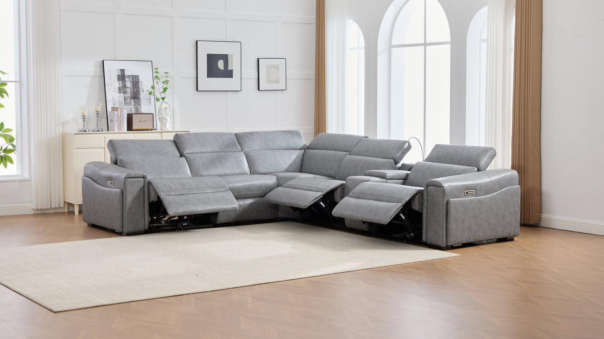 Divani Power (Grey) Reclining Living Room Set