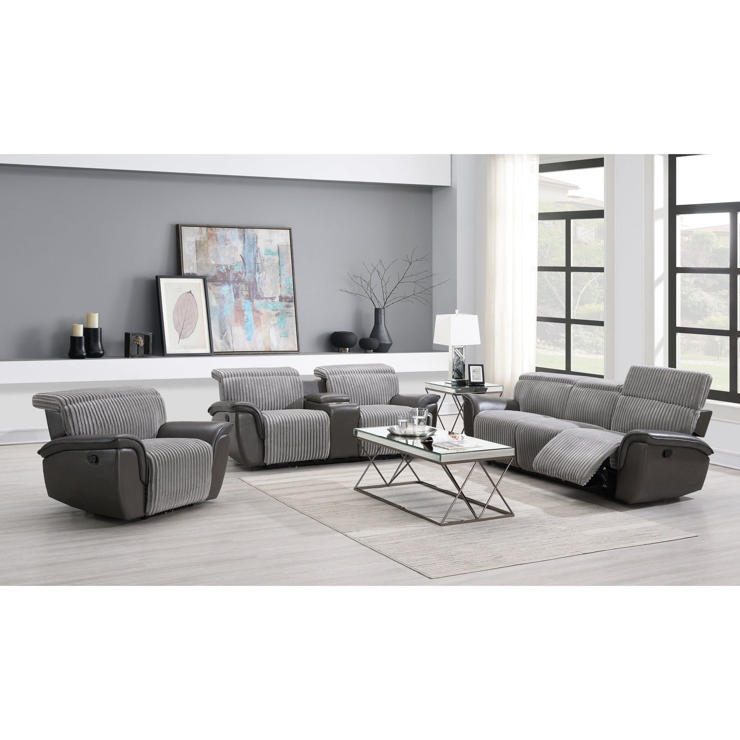 Twist (Grey) Reclining Living Room Set