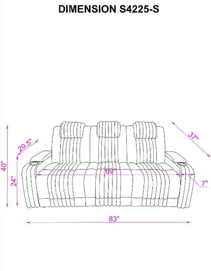 Lita (Grey) Reclining Living Room Set