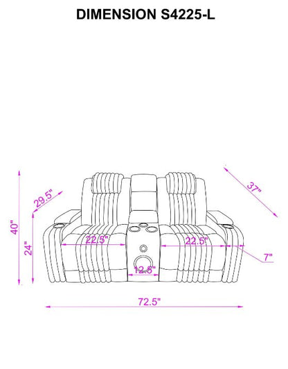 Lita (Grey) Reclining Living Room Set