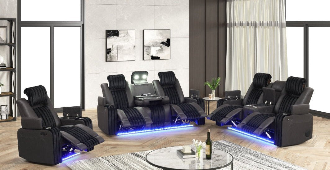 Lita (Black) Reclining Living Room Set