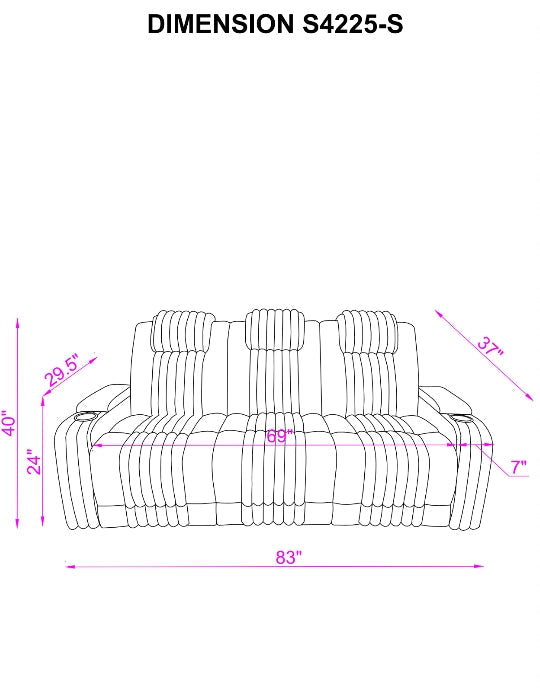 Lita (Black) Reclining Living Room Set