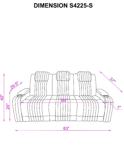 Lita (Black) Reclining Living Room Set