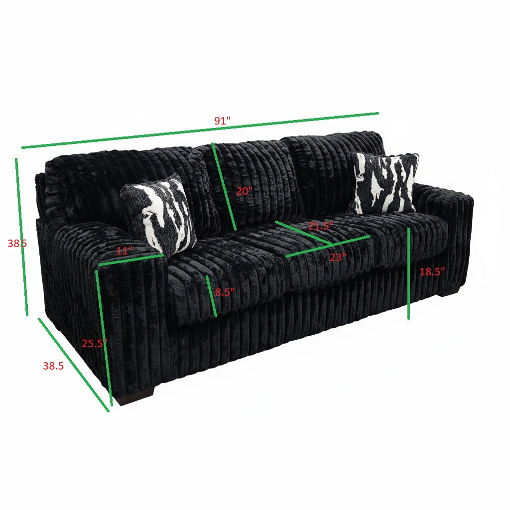 Sofa and Loveseat (Black) Living Room Set