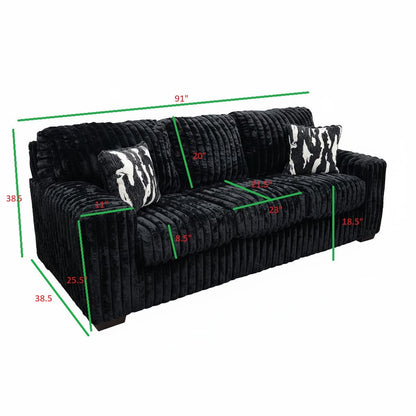 Sofa and Loveseat (Black) Living Room Set