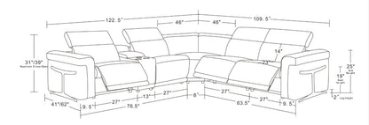 Lucca Reclining Sectional (Light Grey)