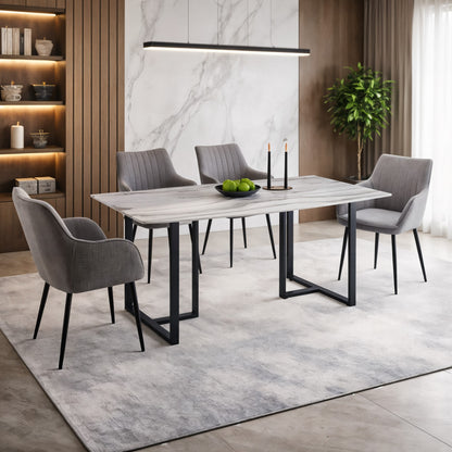 Tulsa 5pc Dining Set with 4 Gray Linen Chairs