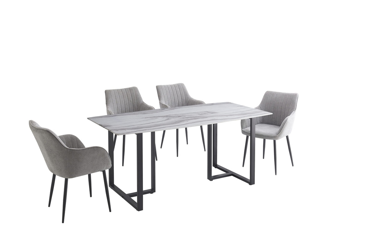Tulsa 5pc Dining Set with 4 Gray Linen Chairs