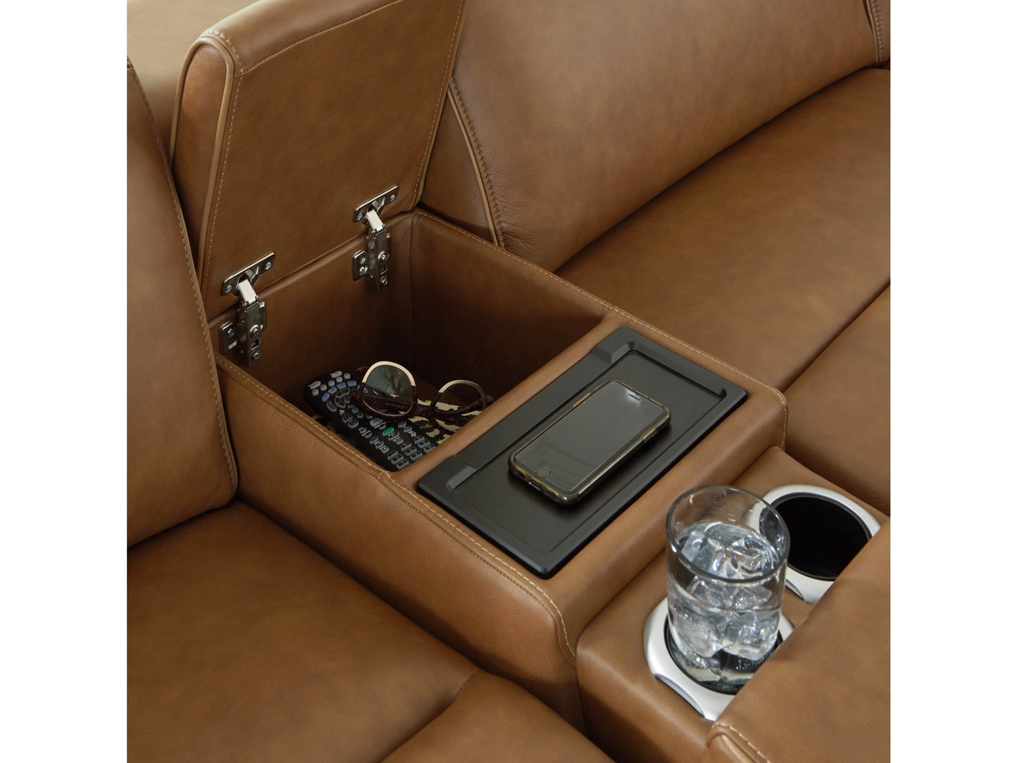 Laramie 6-Piece Power Reclining Sectional with Console - Caramel