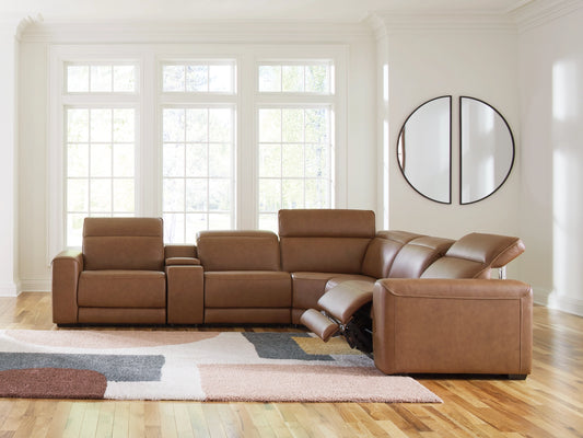 Laramie 6-Piece Power Reclining Sectional with Console - Caramel