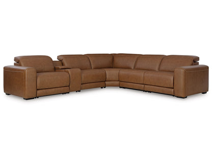 Laramie 6-Piece Power Reclining Sectional with Console - Caramel