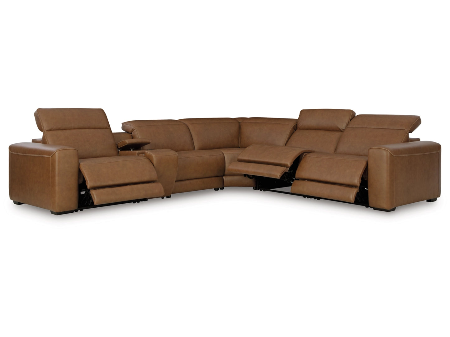 Laramie 6-Piece Power Reclining Sectional with Console - Caramel