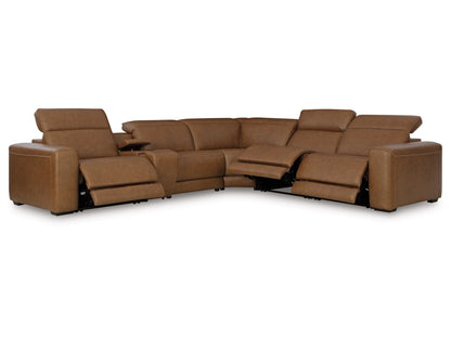 Laramie 6-Piece Power Reclining Sectional with Console - Caramel