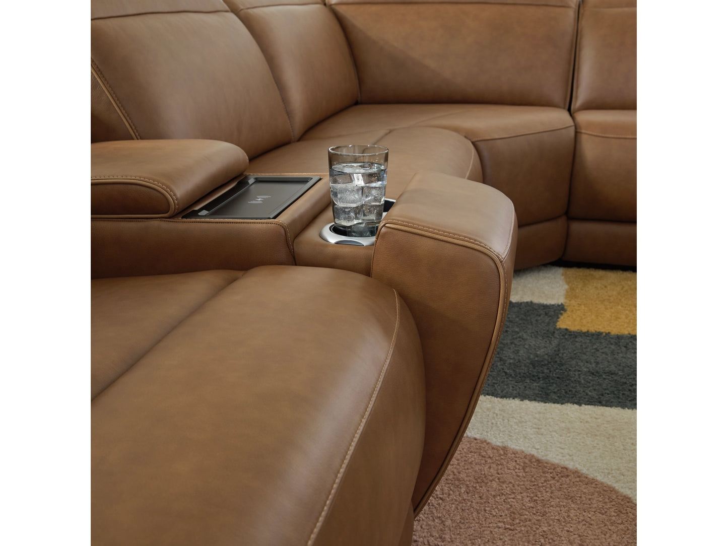 Laramie 6-Piece Power Reclining Sectional with Console - Caramel