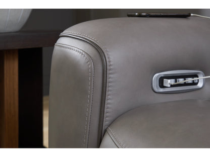5Z-Relaxation Dual Power Leather Reclining Loveseat with Console - Coin