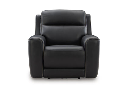 5Z-Relaxation Dual Power Leather Recliner - Onyx