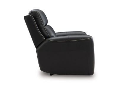 5Z-Relaxation Dual Power Leather Recliner - Onyx