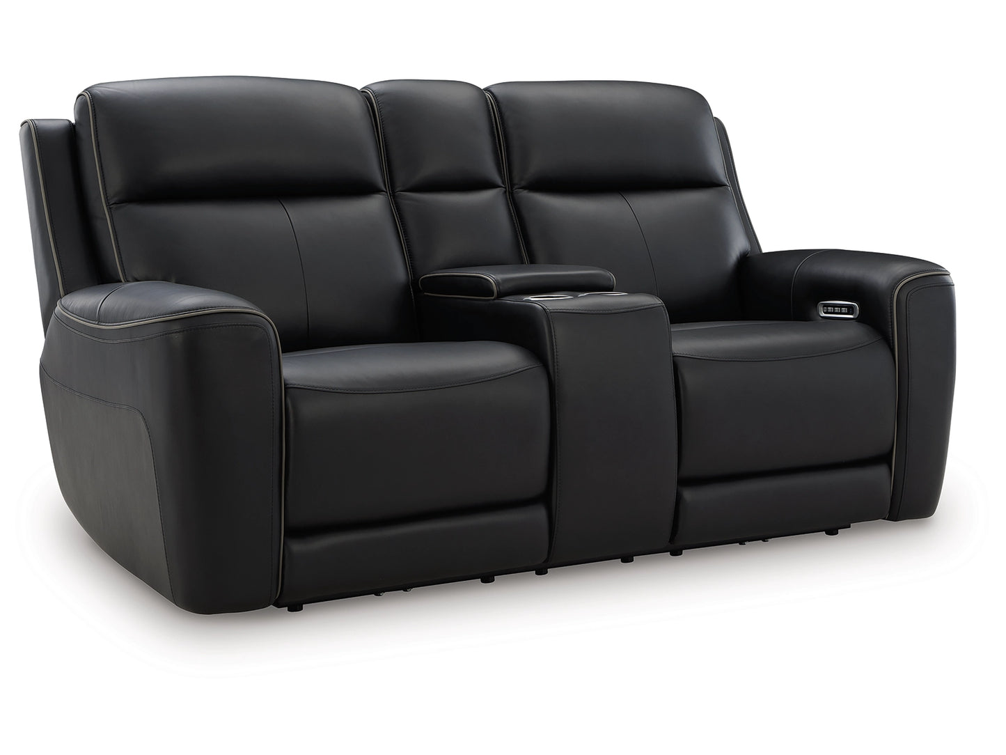 5Z-Relaxation Dual Power Leather Reclining Loveseat with Console - Onyx