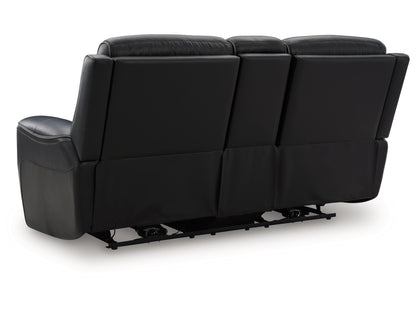 5Z-Relaxation Dual Power Leather Reclining Loveseat with Console - Onyx
