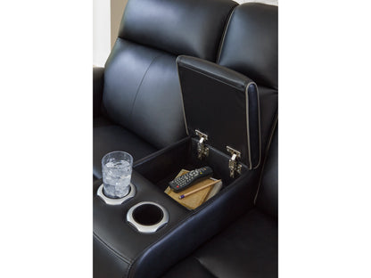 5Z-Relaxation Dual Power Leather Reclining Loveseat with Console - Onyx