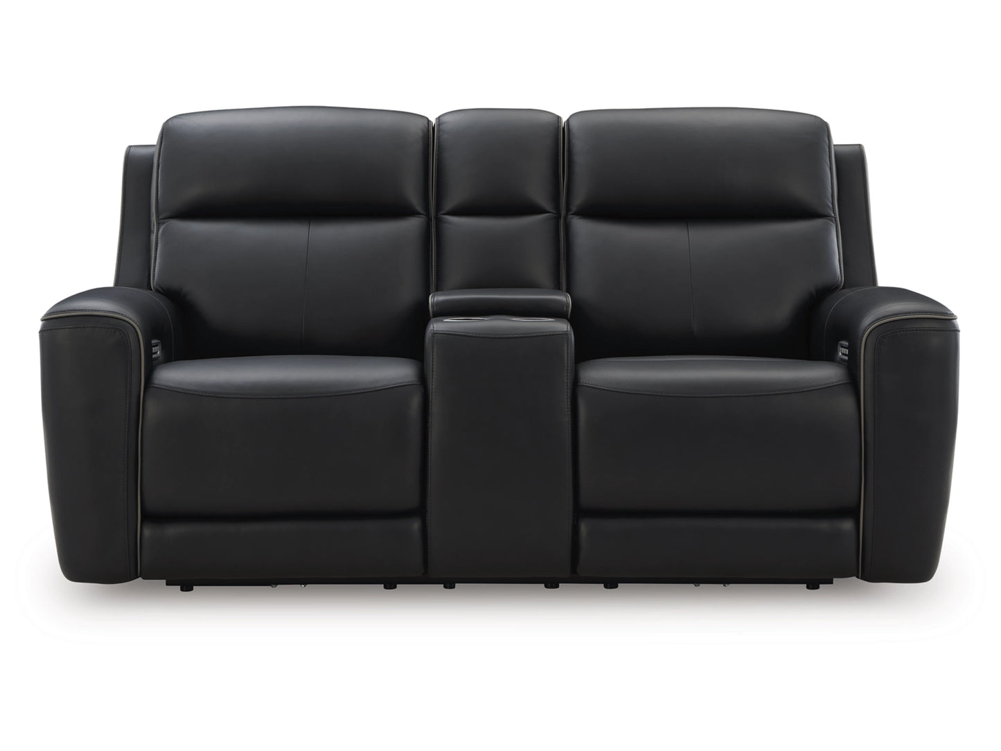 5Z-Relaxation Dual Power Leather Reclining Loveseat with Console - Onyx