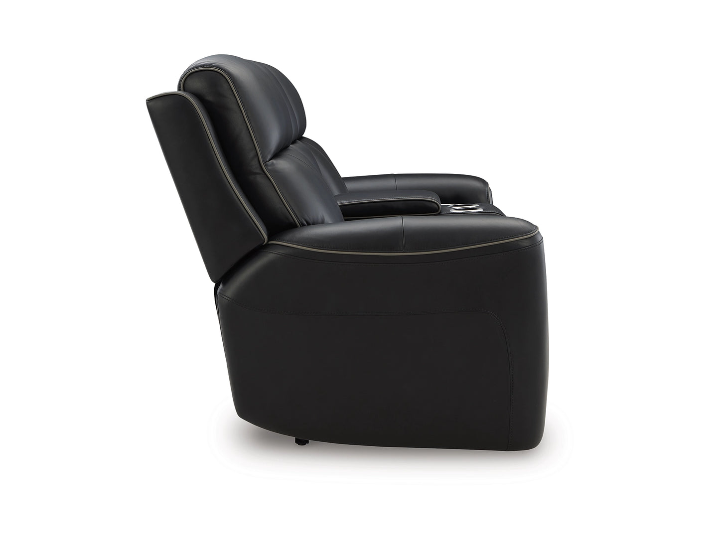 5Z-Relaxation Dual Power Leather Reclining Loveseat with Console - Onyx