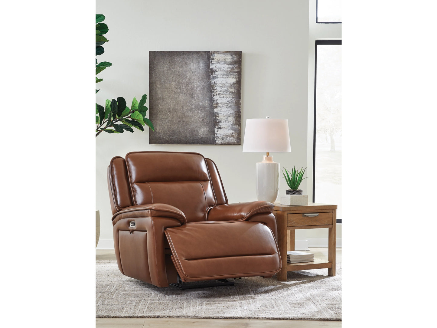 Healy Pier Dual Power Leather Recliner - Chocolate