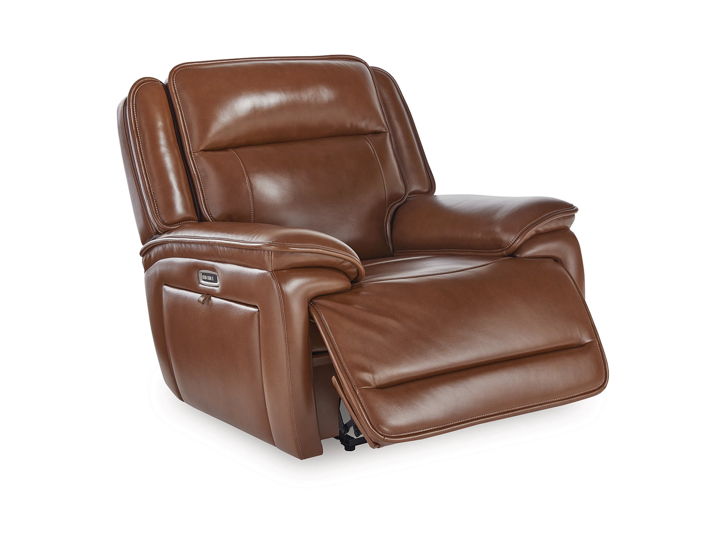 Healy Pier Dual Power Leather Recliner - Chocolate