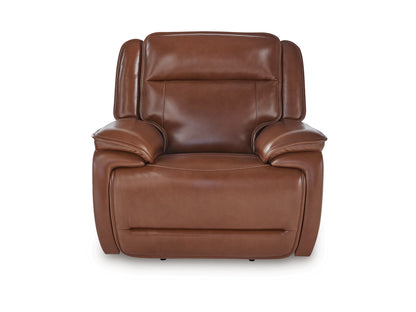 Healy Pier Dual Power Leather Recliner - Chocolate