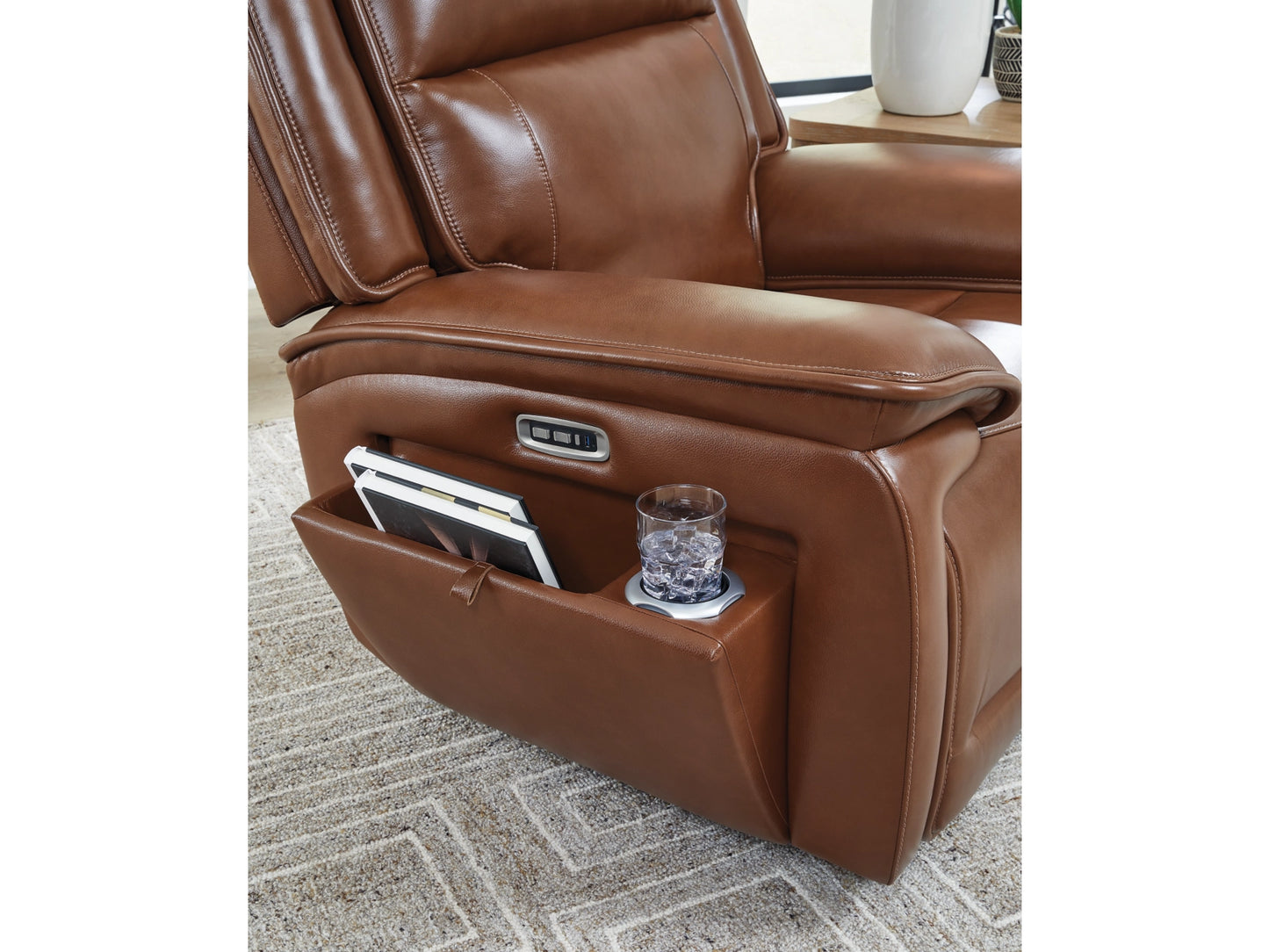 Healy Pier Dual Power Leather Recliner - Chocolate