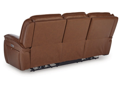 Healy Pier Dual Power Leather Reclining Sofa - Chocolate