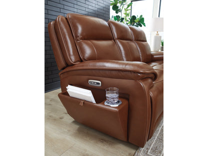 Healy Pier Dual Power Leather Reclining Sofa - Chocolate