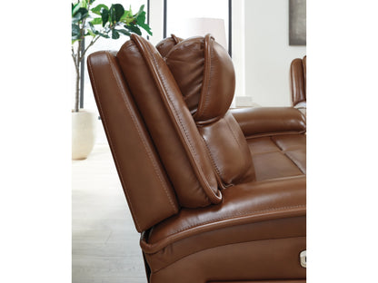 Healy Pier Dual Power Leather Reclining Sofa - Chocolate