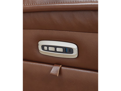Healy Pier Dual Power Leather Recliner - Chocolate