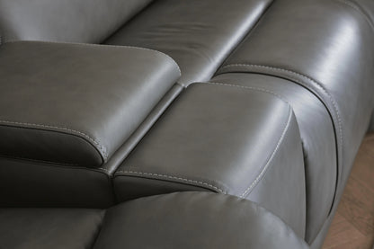 5Z-Harrenhurst 6-Piece Leather Dual Power Reclining Modular Sectional with Console