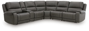 5Z-Harrenhurst 6-Piece Leather Dual Power Reclining Modular Sectional with Console