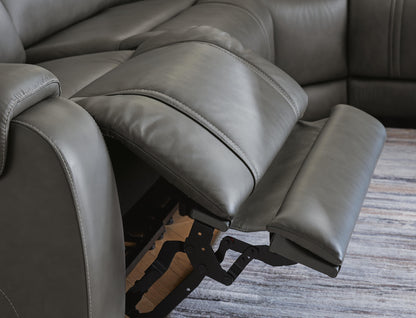 5Z-Harrenhurst 6-Piece Leather Dual Power Reclining Modular Sectional with Console